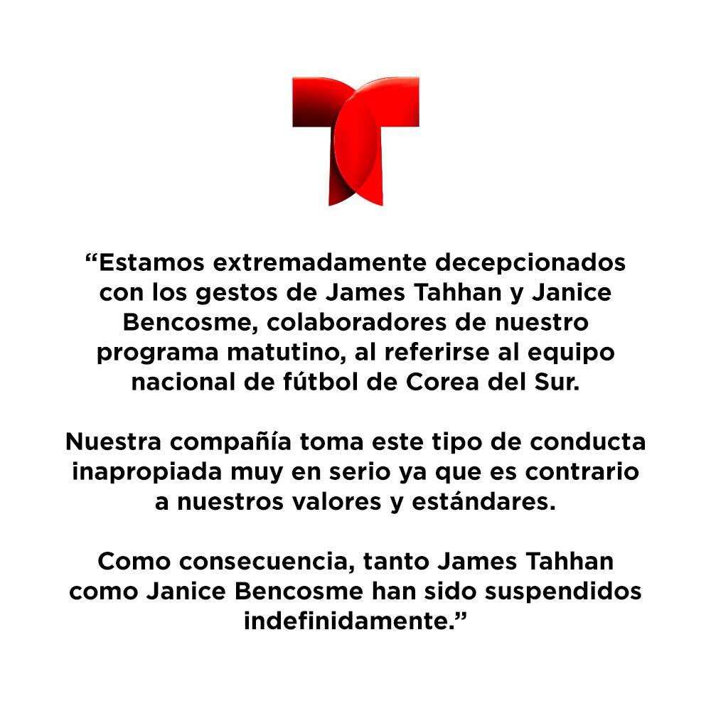 comunicado telemundo suspension gesto ofensivo